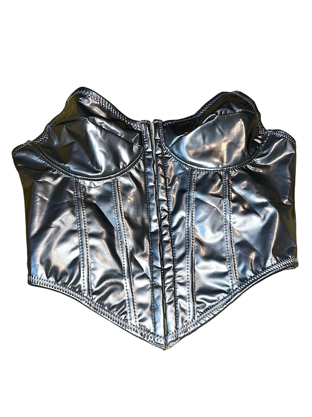 SHEIN ICON Metallic Corset Crop Top in Silver Like New
